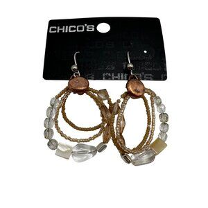Chico's Earrings NWT Jewelry Statement Dangle Drop Beaded Loops Copper Tone